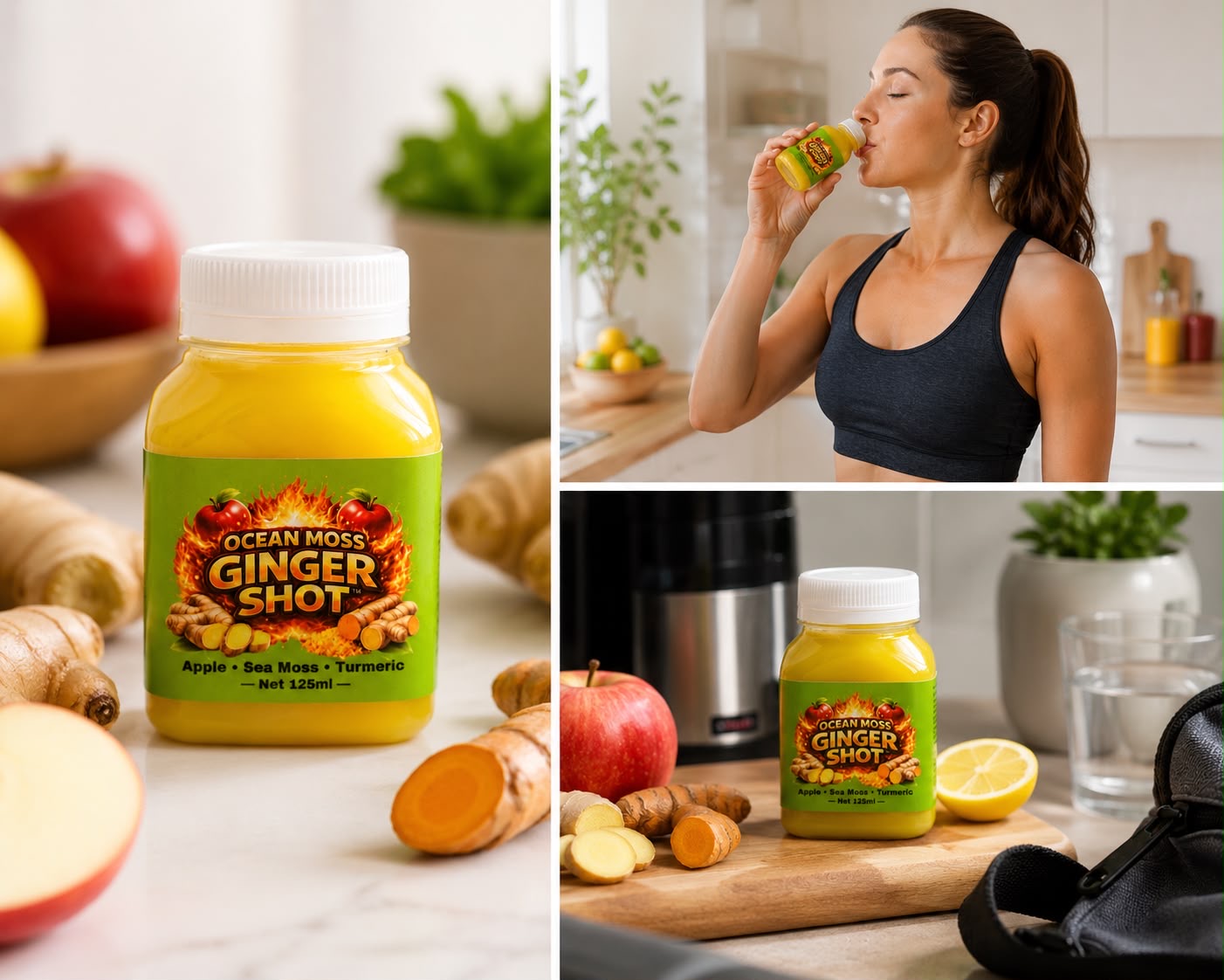 Sea Moss & Ginger Shot 125ml with Turmeric & Apple | Immune Boost Drink | Uk