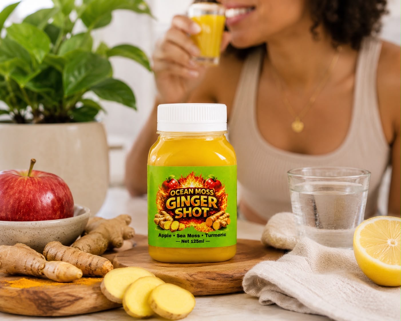 Sea Moss & Ginger Shot 125ml with Turmeric & Apple | Immune Boost Drink | Uk