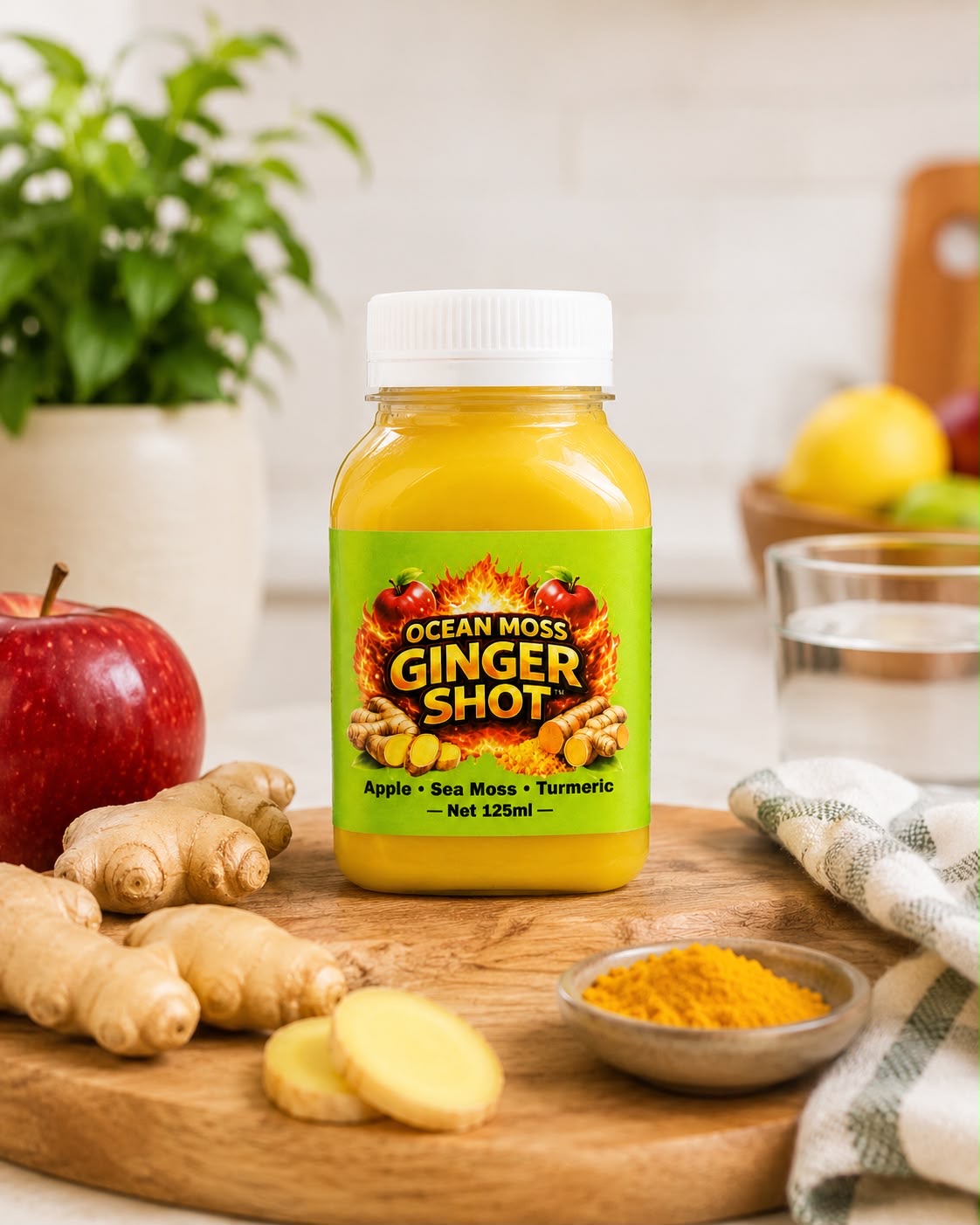 Sea Moss & Ginger Shot 125ml with Turmeric & Apple | Immune Boost Drink | Uk