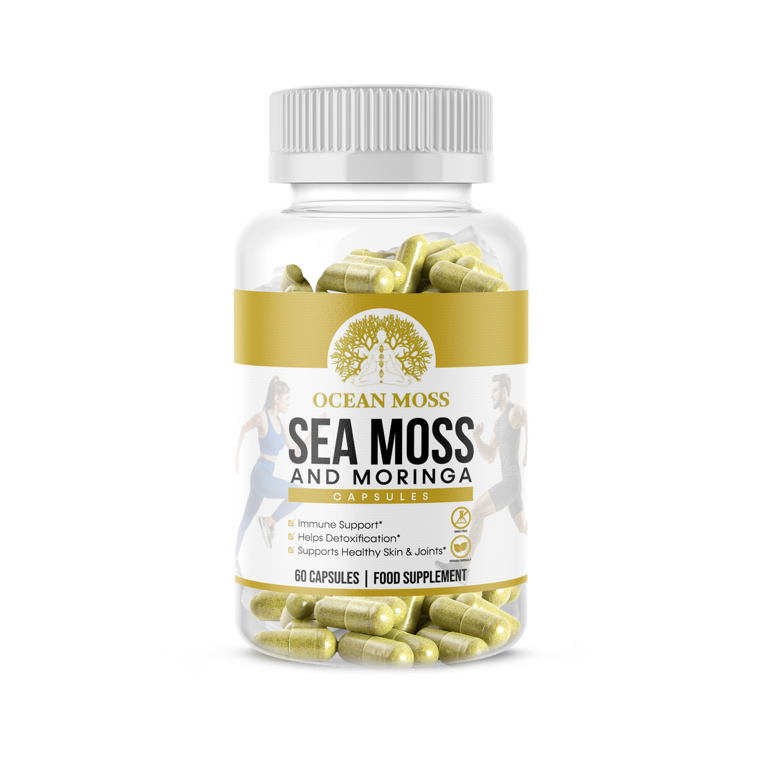 "OCEAN MOSS Sea Moss & Moringa Capsules – 30 Days Supply Natural Wellness Supplement"