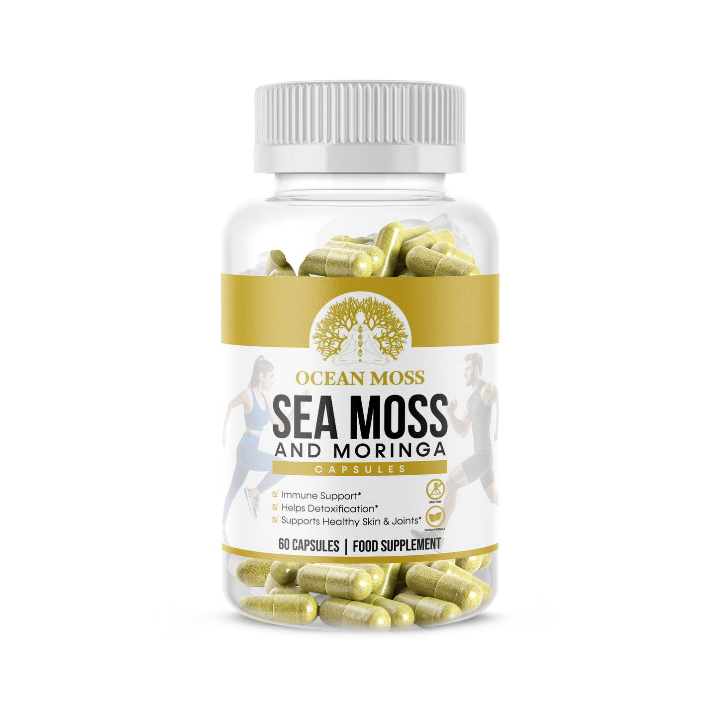"OCEAN MOSS Sea Moss & Moringa Capsules – 30 Days Supply Natural Wellness Supplement"