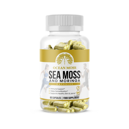 "OCEAN MOSS Sea Moss & Moringa Capsules – 30 Days Supply Natural Wellness Supplement"