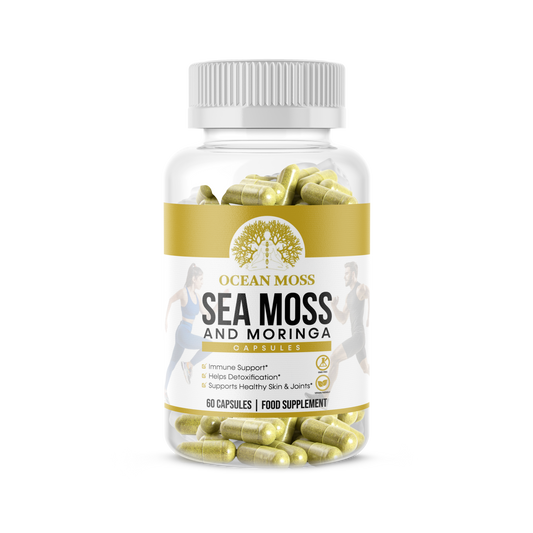 "OCEAN MOSS Sea Moss & Moringa Capsules – 30 Days Supply Natural Wellness Supplement"